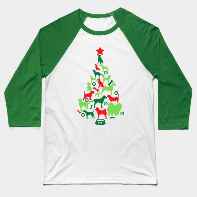 Dog Lover's Christmas Tree Baseball T-Shirt by CoconutCakes